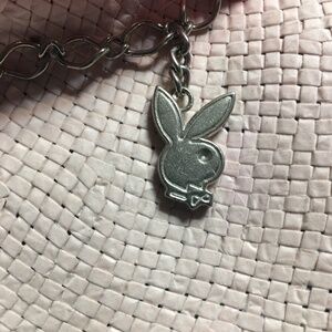 Vintage silver tone Playboy charm  3/4 Inch  dr21